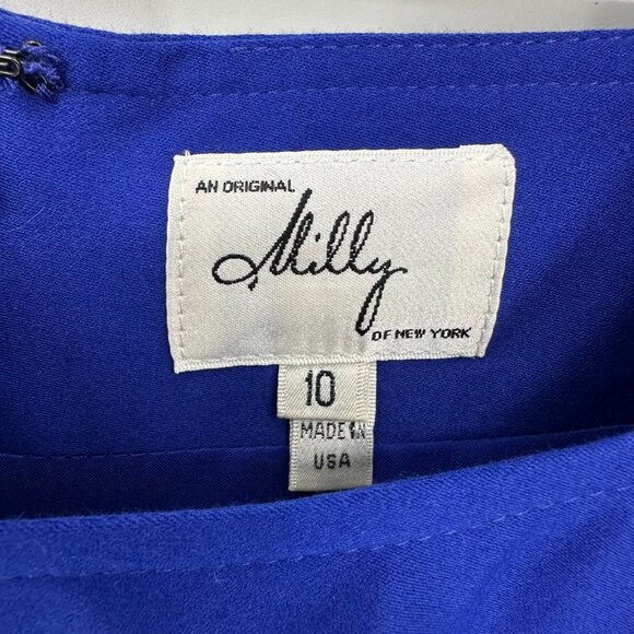 Milly Sheath Dress 10 Keithly Cut Out Cold Shoulder Cocktail Fitted Royal Blue - Picture 4 of 11